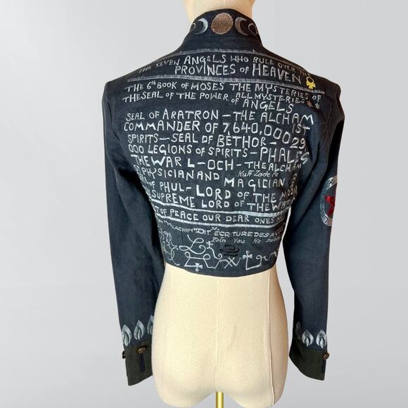 NWT Vintage AllSaints Extremely Rare Embroidered Symbols Angels Crop Jacket - Picture 9 of 12